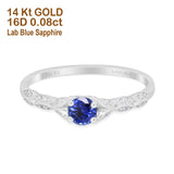 14K Gold 0.33ct Round Petite Dainty Art Deco 4mm G SI Diamond Engagement Wedding Ring