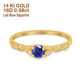 14K Gold 0.33ct Round Petite Dainty Art Deco 4mm G SI Diamond Engagement Wedding Ring