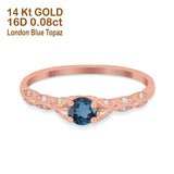 14K Gold 0.33ct Round Petite Dainty Art Deco 4mm G SI Diamond Engagement Wedding Ring