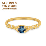 14K Gold 0.33ct Round Petite Dainty Art Deco 4mm G SI Diamond Engagement Wedding Ring