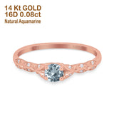 14K Gold 0.33ct Round Petite Dainty Art Deco 4mm G SI Diamond Engagement Wedding Ring