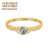 14K Gold 0.33ct Round Petite Dainty Art Deco 4mm G SI Diamond Engagement Wedding Ring