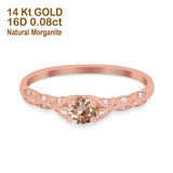 14K Gold 0.33ct Round Petite Dainty Art Deco 4mm G SI Diamond Engagement Wedding Ring