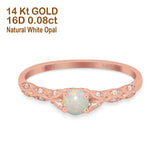 14K Gold 0.33ct Round Petite Dainty Art Deco 4mm G SI Diamond Engagement Wedding Ring