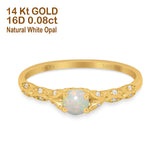 14K Gold 0.33ct Round Petite Dainty Art Deco 4mm G SI Diamond Engagement Wedding Ring