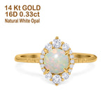 14K Gold 1.61ct Halo Vintage Round 7mm G SI Diamond Engagement Wedding Ring