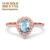 14K Gold 1.42ct Teardrop Pear Halo 8mmx6mm G SI Diamond Engagement Wedding Ring