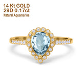 14K Gold 1.42ct Teardrop Pear Halo 8mmx6mm G SI Diamond Engagement Wedding Ring