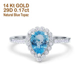 14K Gold 1.42ct Teardrop Pear Halo 8mmx6mm G SI Diamond Engagement Wedding Ring