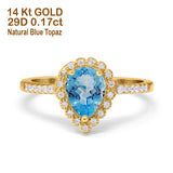 14K Gold 1.42ct Teardrop Pear Halo 8mmx6mm G SI Diamond Engagement Wedding Ring
