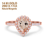 14K Gold 1.42ct Teardrop Pear Halo 8mmx6mm G SI Diamond Engagement Wedding Ring