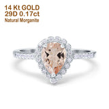 14K Gold 1.42ct Teardrop Pear Halo 8mmx6mm G SI Diamond Engagement Wedding Ring