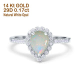 14K Gold 1.42ct Teardrop Pear Halo 8mmx6mm G SI Diamond Engagement Wedding Ring