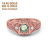 14K Gold 0.15ct Round Antique Style 5mm G SI Diamond Engagement Wedding Ring
