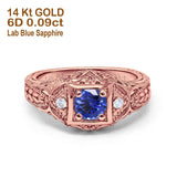 14K Gold 0.15ct Round Antique Style 5mm G SI Diamond Engagement Wedding Ring