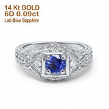14K Gold 0.15ct Round Antique Style 5mm G SI Diamond Engagement Wedding Ring