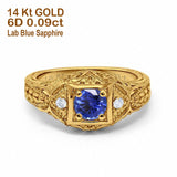 14K Gold 0.15ct Round Antique Style 5mm G SI Diamond Engagement Wedding Ring