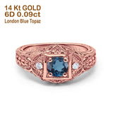 14K Gold 0.15ct Round Antique Style 5mm G SI Diamond Engagement Wedding Ring