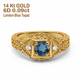 14K Gold 0.15ct Round Antique Style 5mm G SI Diamond Engagement Wedding Ring