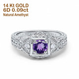 14K Gold 0.15ct Round Antique Style 5mm G SI Diamond Engagement Wedding Ring