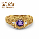 14K Gold 0.15ct Round Antique Style 5mm G SI Diamond Engagement Wedding Ring