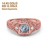 14K Gold 0.15ct Round Antique Style 5mm G SI Diamond Engagement Wedding Ring