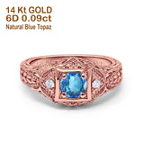 14K Gold 0.15ct Round Antique Style 5mm G SI Diamond Engagement Wedding Ring
