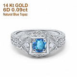 14K Gold 0.15ct Round Antique Style 5mm G SI Diamond Engagement Wedding Ring