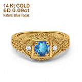 14K Gold 0.15ct Round Antique Style 5mm G SI Diamond Engagement Wedding Ring