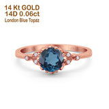 14K Gold 1.34ct Round Art Deco Fashion 7mm G SI Diamond Engagement Wedding Ring