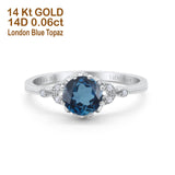 14K Gold 1.34ct Round Art Deco Fashion 7mm G SI Diamond Engagement Wedding Ring