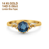 14K Gold 1.34ct Round Art Deco Fashion 7mm G SI Diamond Engagement Wedding Ring