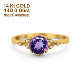 14K Gold 1.34ct Round Art Deco Fashion 7mm G SI Diamond Engagement Wedding Ring