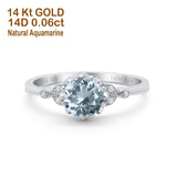 14K Gold 1.34ct Round Art Deco Fashion 7mm G SI Diamond Engagement Wedding Ring
