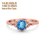 14K Gold 1.34ct Round Art Deco Fashion 7mm G SI Diamond Engagement Wedding Ring