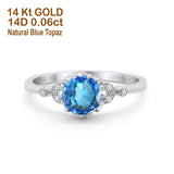 14K Gold 1.34ct Round Art Deco Fashion 7mm G SI Diamond Engagement Wedding Ring