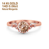 14K Gold 1.34ct Round Art Deco Fashion 7mm G SI Diamond Engagement Wedding Ring