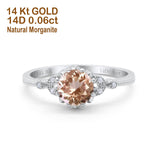14K Gold 1.34ct Round Art Deco Fashion 7mm G SI Diamond Engagement Wedding Ring