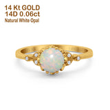 14K Gold 1.34ct Round Art Deco Fashion 7mm G SI Diamond Engagement Wedding Ring