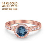 14K Gold 0.67ct Round Halo 6.5mm G SI Diamond Engagement Wedding Ring