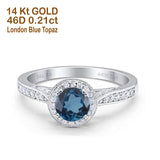 14K Gold 0.67ct Round Halo 6.5mm G SI Diamond Engagement Wedding Ring