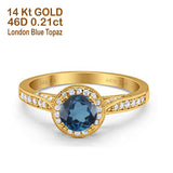 14K Gold 0.67ct Round Halo 6.5mm G SI Diamond Engagement Wedding Ring