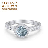 14K Gold 0.67ct Round Halo 6.5mm G SI Diamond Engagement Wedding Ring