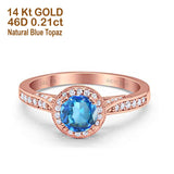 14K Gold 0.67ct Round Halo 6.5mm G SI Diamond Engagement Wedding Ring
