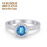 14K Gold 0.67ct Round Halo 6.5mm G SI Diamond Engagement Wedding Ring