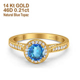 14K Gold 0.67ct Round Halo 6.5mm G SI Diamond Engagement Wedding Ring