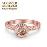 14K Gold 0.67ct Round Halo 6.5mm G SI Diamond Engagement Wedding Ring