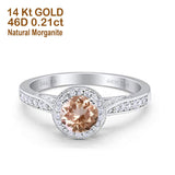 14K Gold 0.67ct Round Halo 6.5mm G SI Diamond Engagement Wedding Ring