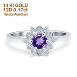 14K Gold 1.01ct Round 6mm G SI Art Deco Diamond Engagement Wedding Ring
