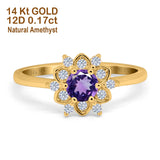 14K Gold 1.01ct Round 6mm G SI Art Deco Diamond Engagement Wedding Ring
